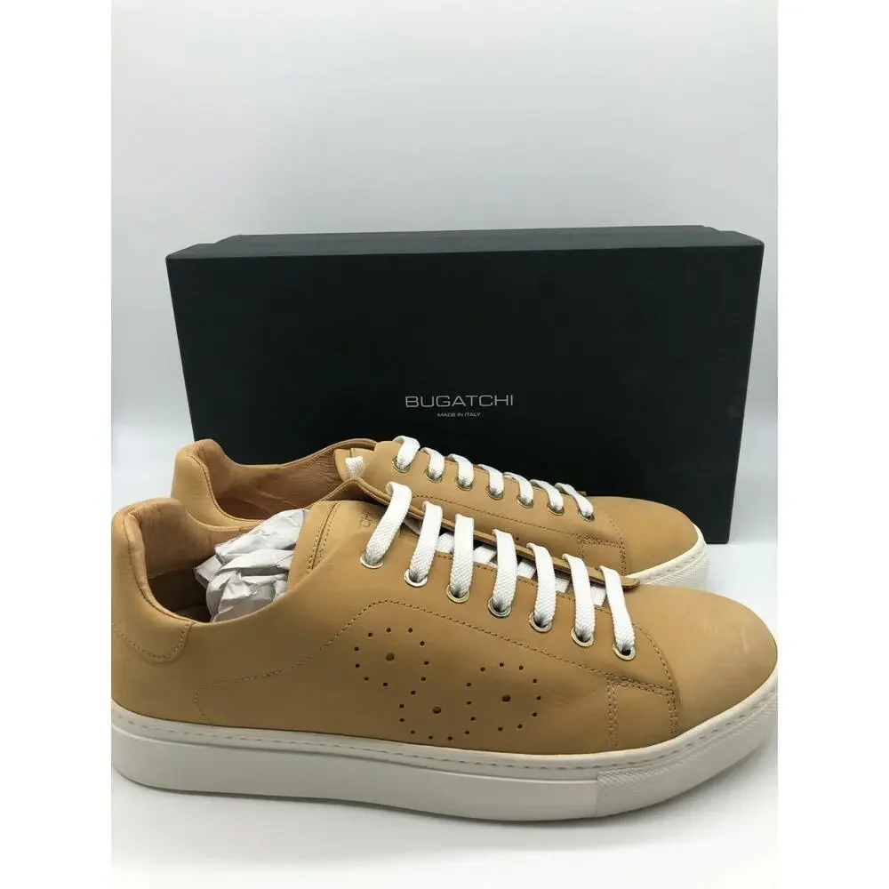 Bugatchi Solid Nubuck Leather Sneaker In Maple Size 10 NIB